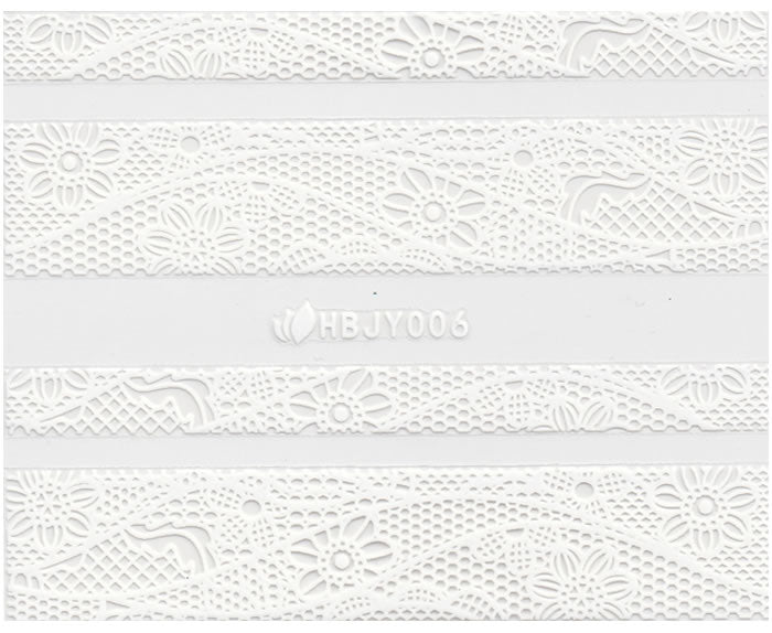 3D Lace Design Sticker, Weiß 46302