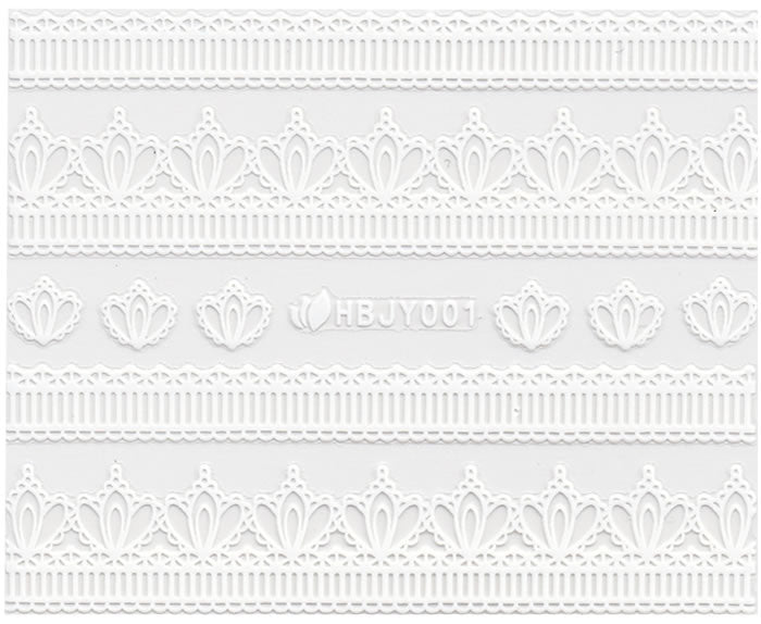 3D Lace Design Sticker, Weiß 46307