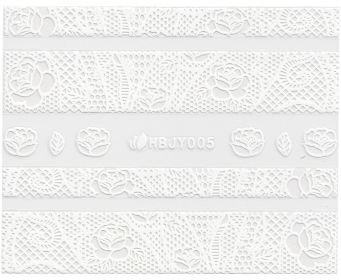 3D Lace Design Sticker, Weiß 46308