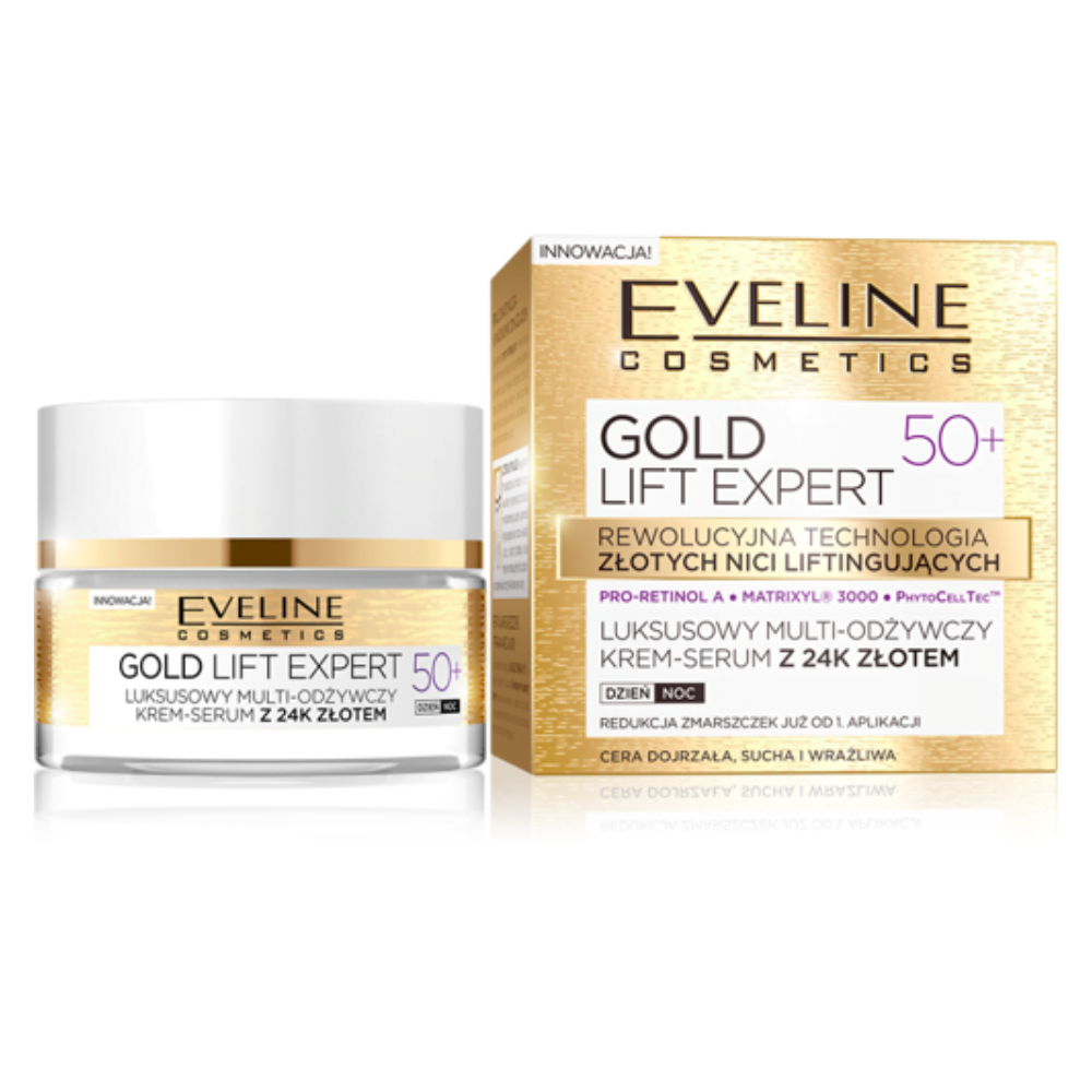 Eveline GOLD LIFT EXPERT Luxus Tages- und Nachtcreme-Serum 50+ mit 24k Gold, 50 ml
