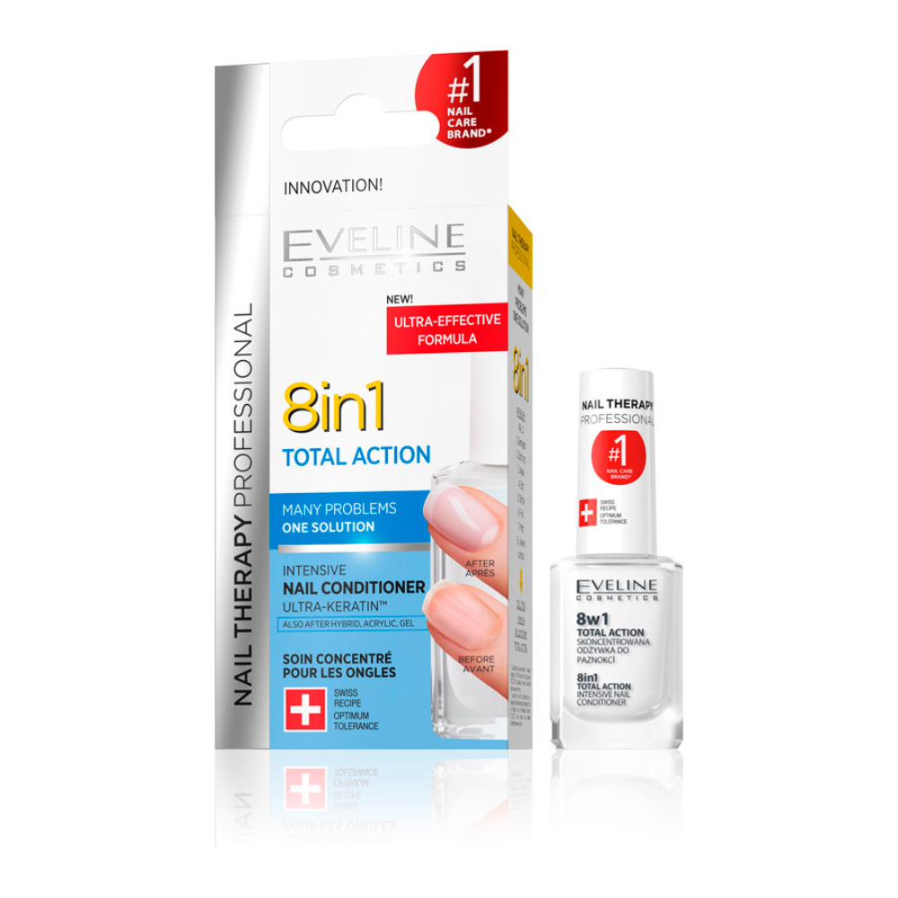 EVELINE NAIL THERAPY Total Aktion 8 in 1 Conditioner für Nagelpflege ohne Formaldehyde, 12 ml