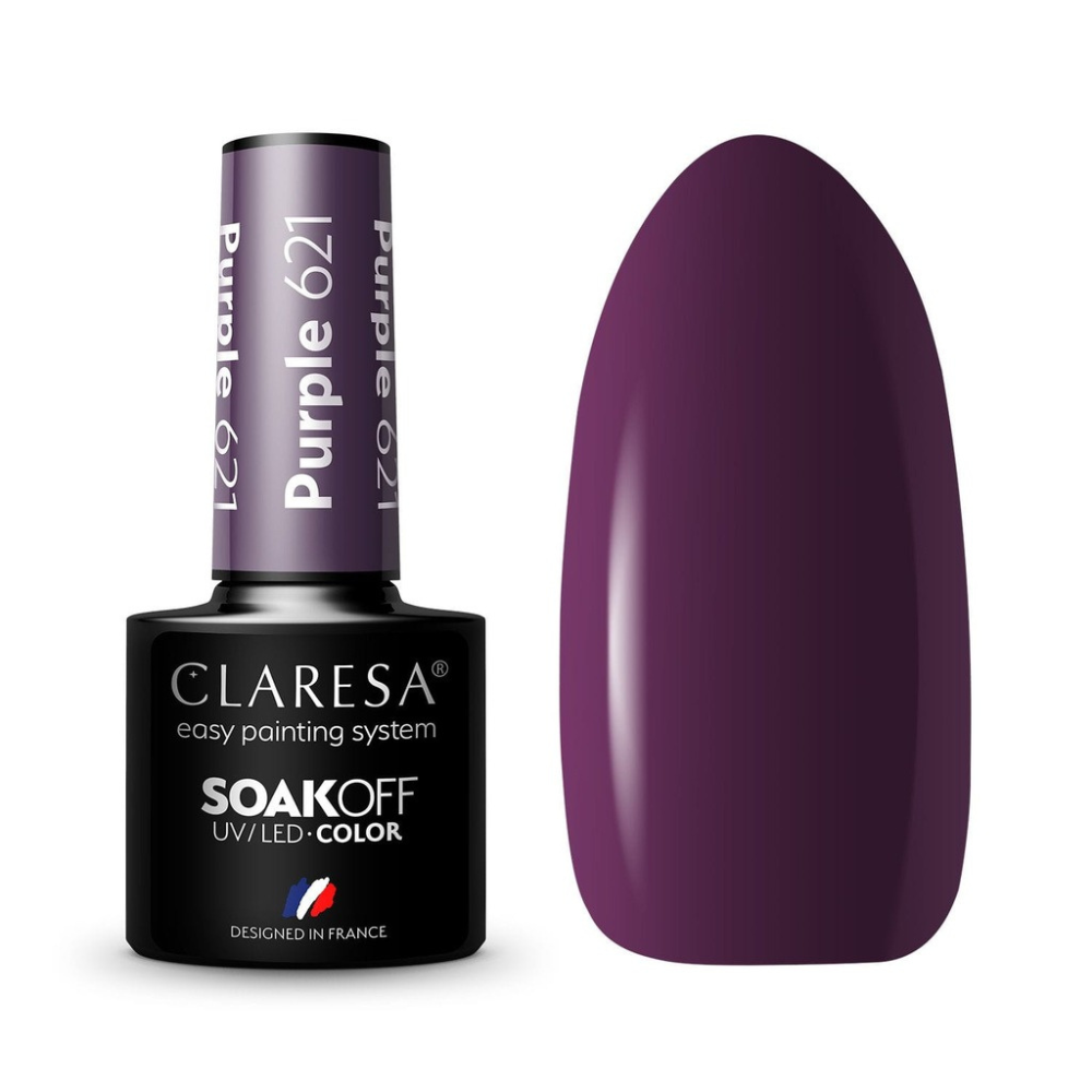 CLARESA SoakOFF UV/LED Gel - Purple 621, 5 ml