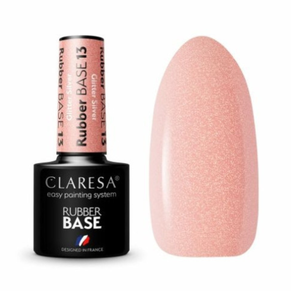 CLARESA Rubber Base Nr.13 - Glitter Silver, 5 g