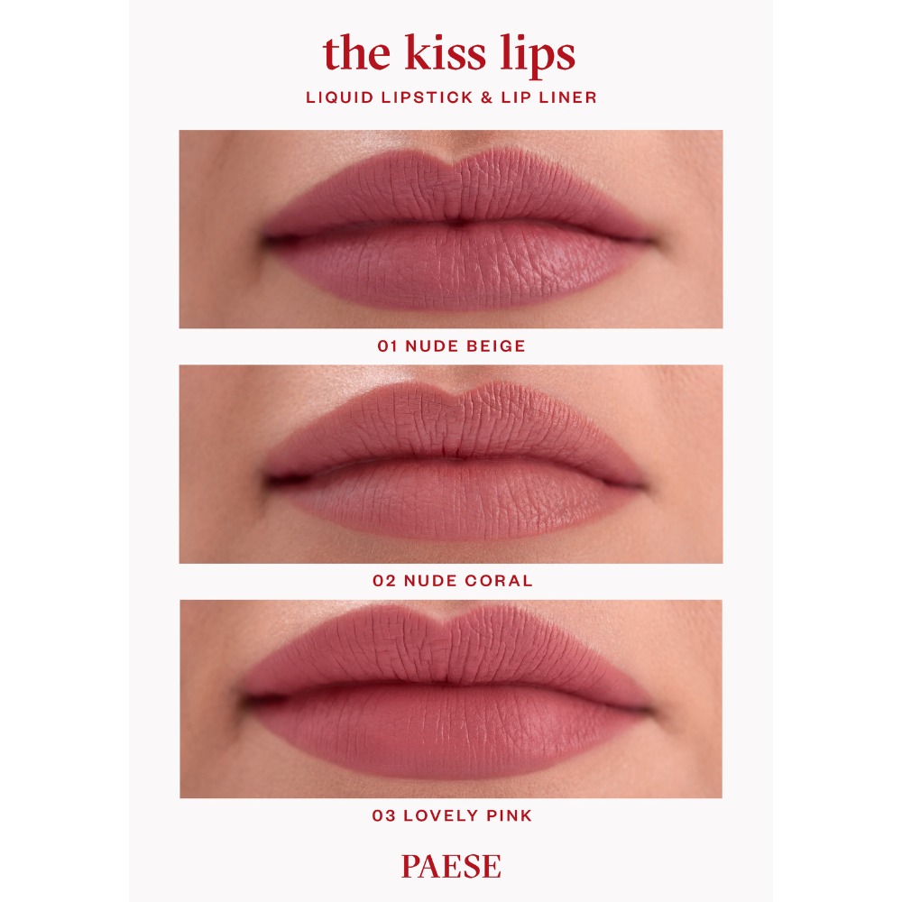 The Kiss Lips Liquid Lipstick, 3.4ml, 01 Nude Beige
