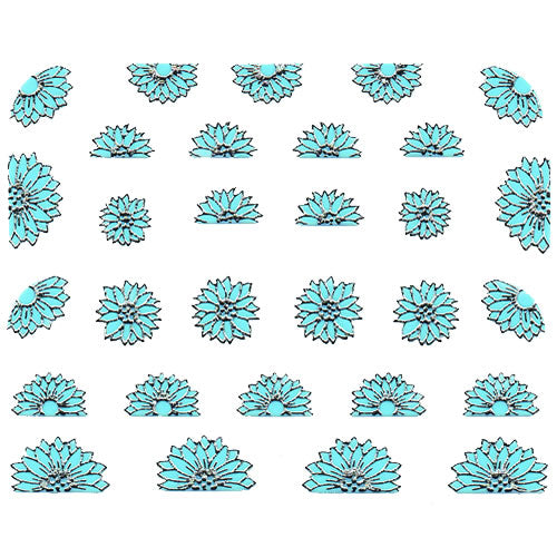 Nail Art Decor Sticker, Türkis-Silber 32210