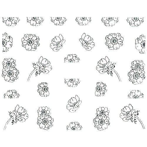 Nail Art Decor Sticker, Weiß-Silber 32231