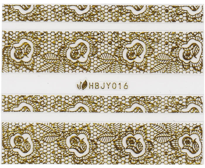 3D Lace Metallic Sticker, Gold 46206