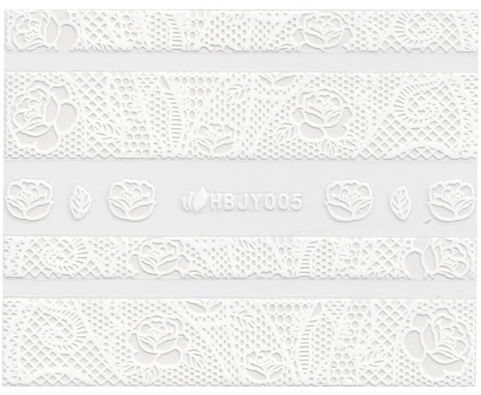 3D Lace Design Sticker, Weiß 46308