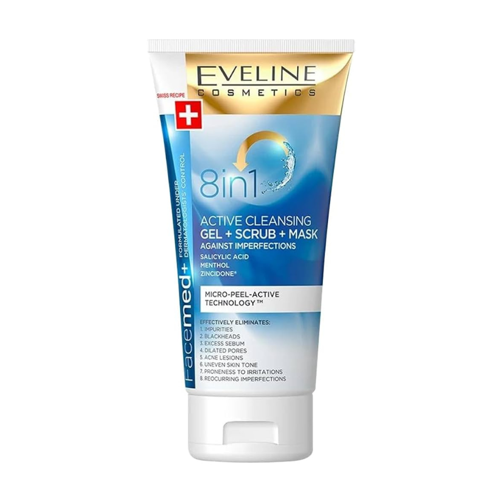 FACEMED+ aktiv reinigende Gel + Peeling + Maske 8 in 1, 150 ml