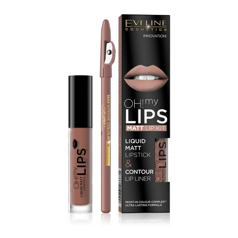 EVELINE OH! my Lips Liquid Matt Lipstick & Lip Liner, 01 Neutral Nude