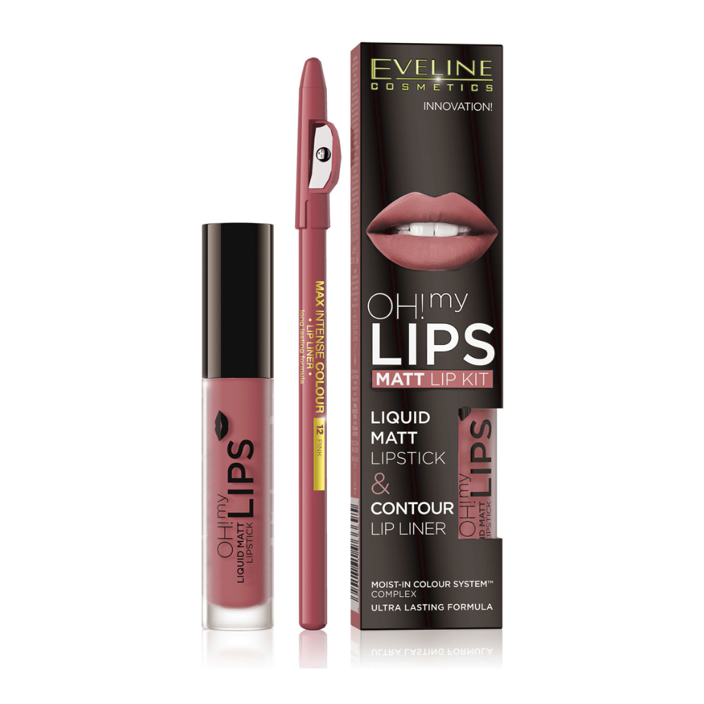 EVELINE OH! my Lips Liquid Matt Lipstick & Lip Liner, 04 Sweet Lips