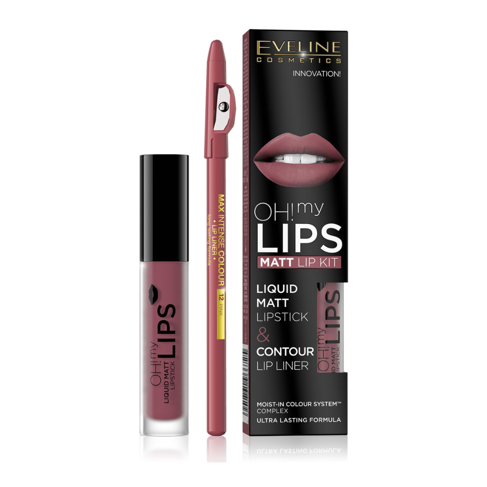 EVELINE OH! my Lips Liquid Matt Lipstick & Lip Liner, 06 Cashmere Rose