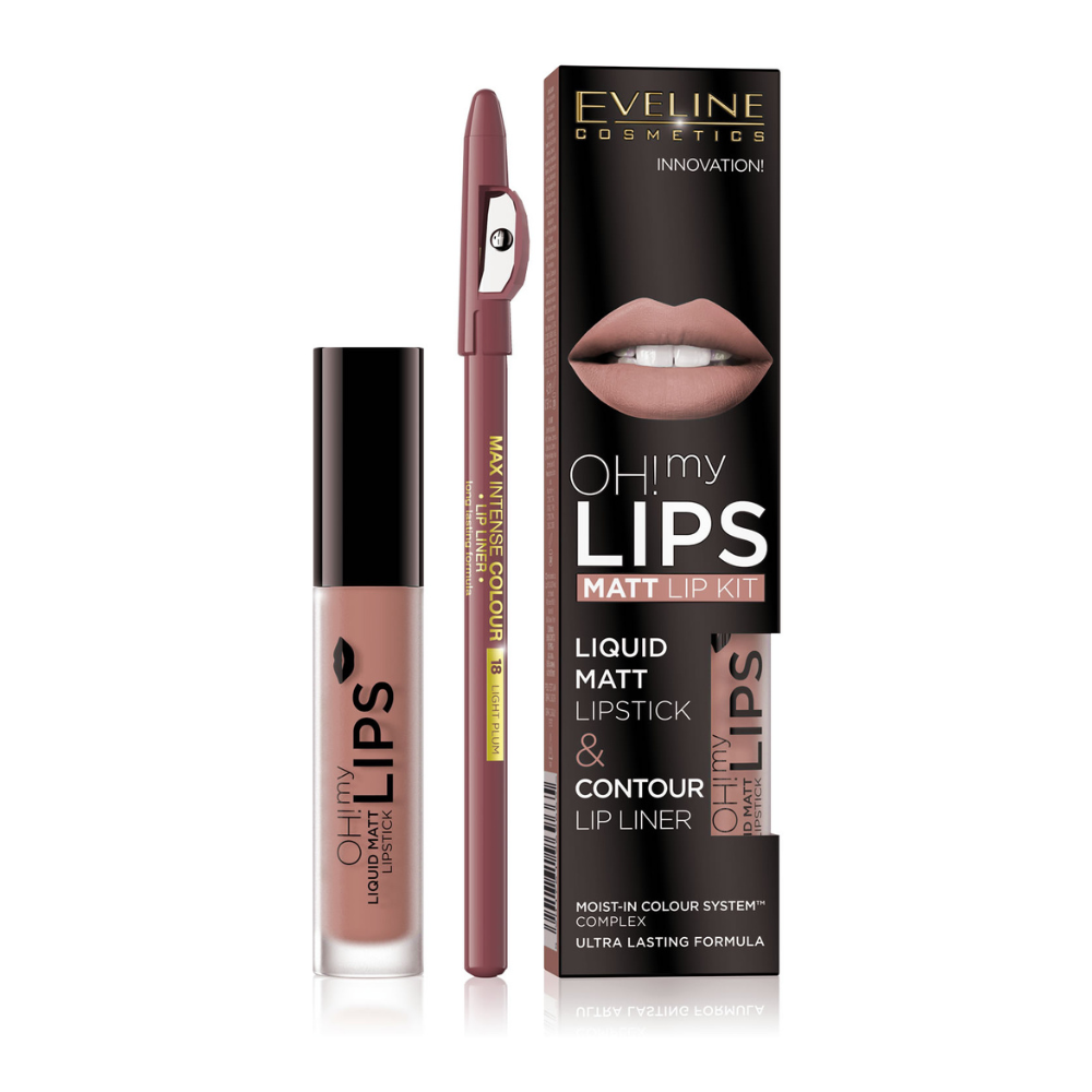 EVELINE OH! my Lips Liquid Matt Lipstick & Lip Liner, 08 Lovely Rose