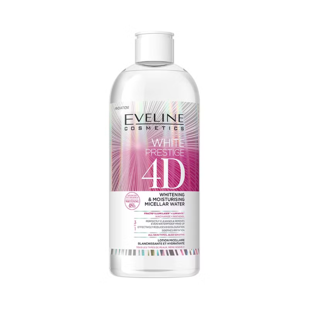 EVELINE White Prestige 4D bleichendes & Feuchtigkeit spendendes Mizellenwaser, 400 ml