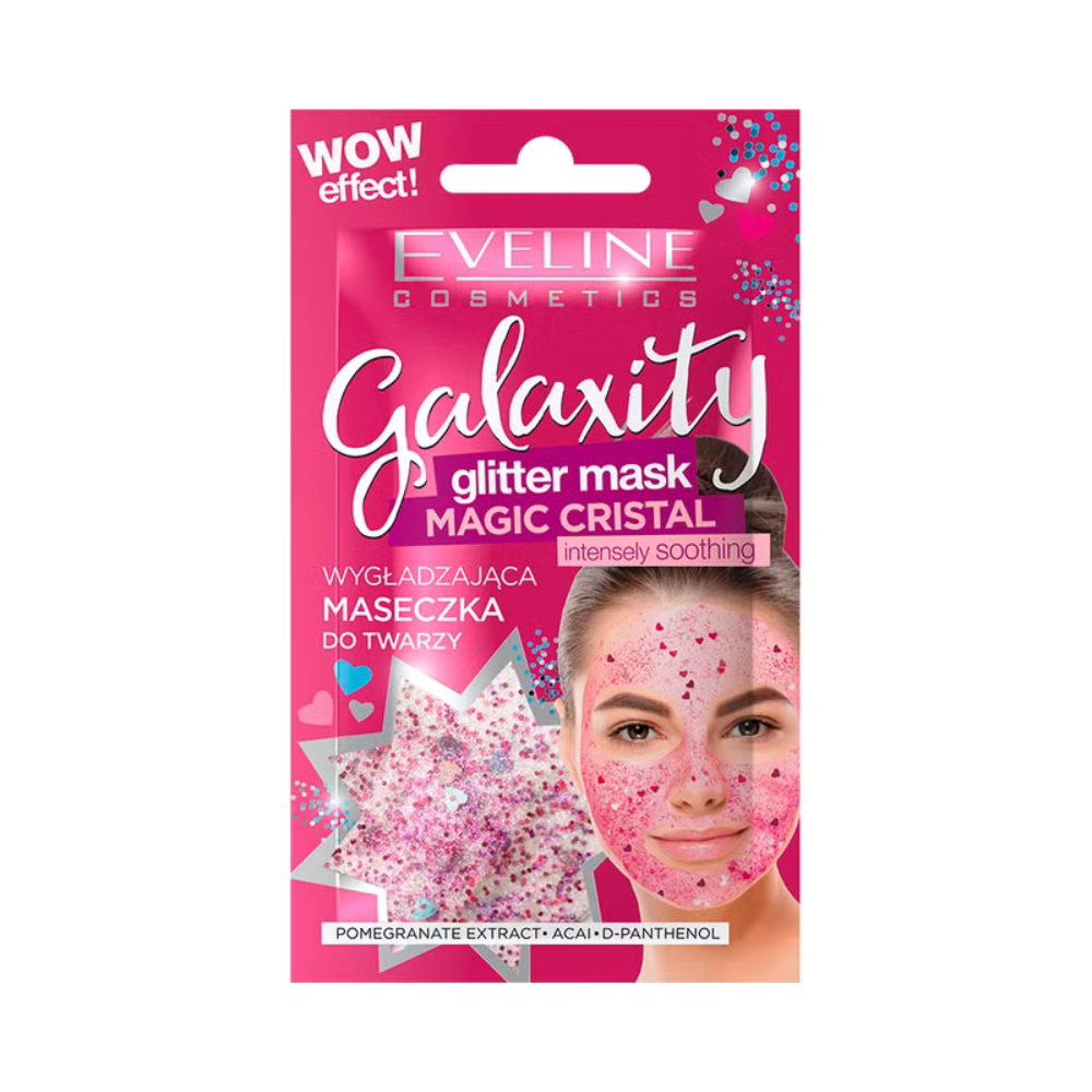 GALAXITY PINK glättende Gelsmaske mit Glitzerpartikeln, 10 ml