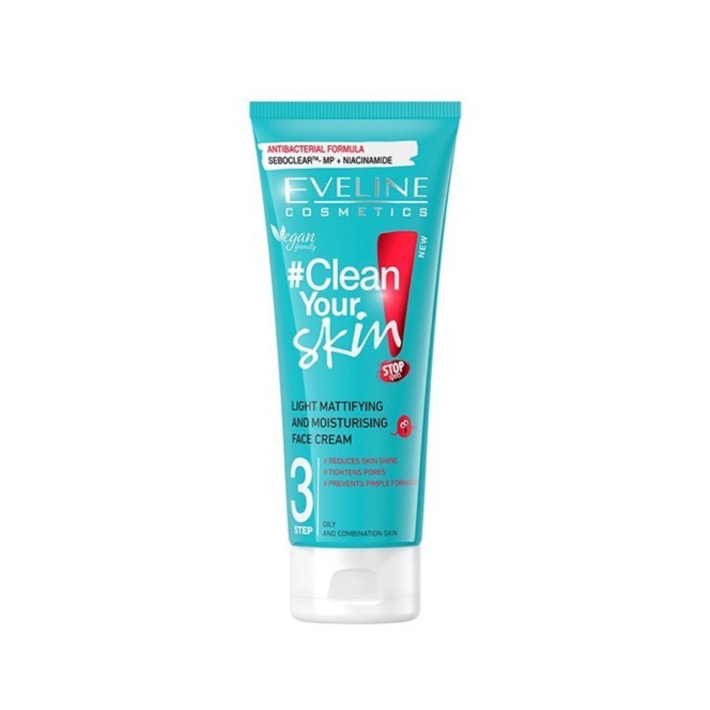 EVELINE #Clean Your Skin mattierende und Feuchtigkeit spendende Gesichtscreme, 75 ml