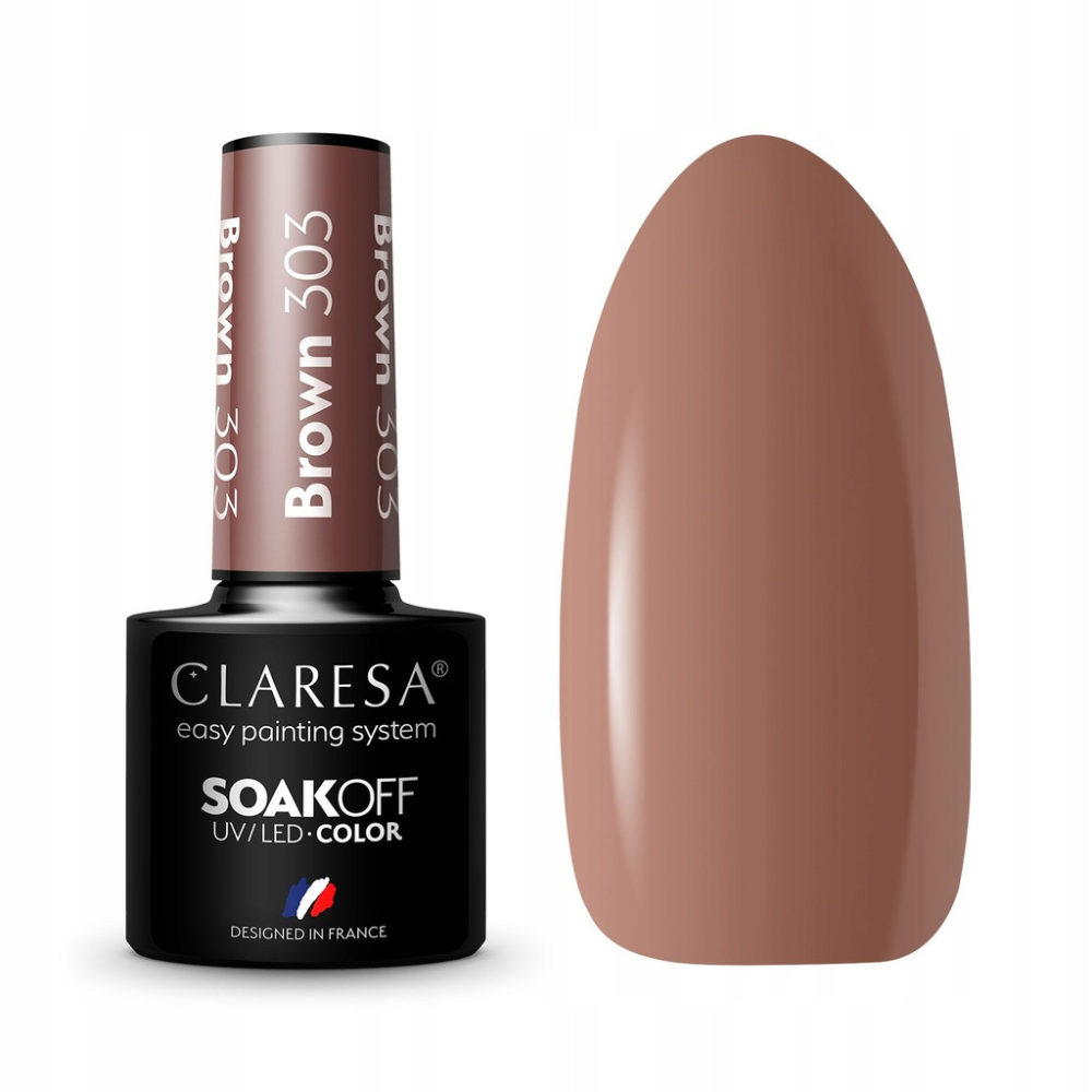 CLARESA SoakOFF UV/LED Gel - Brown 303, 5 ml