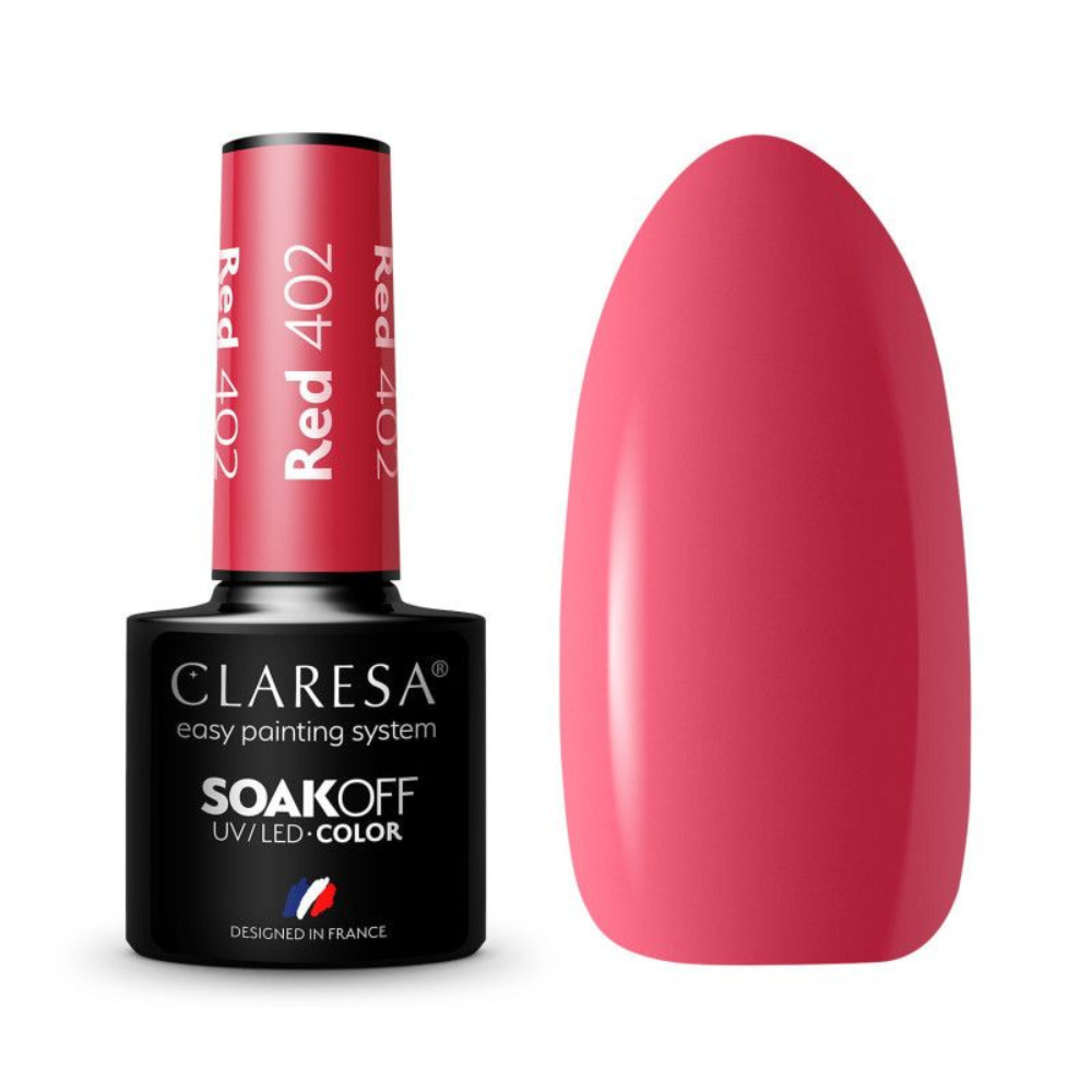 CLARESA SoakOFF UV/LED Gel - Red 402, 5 ml