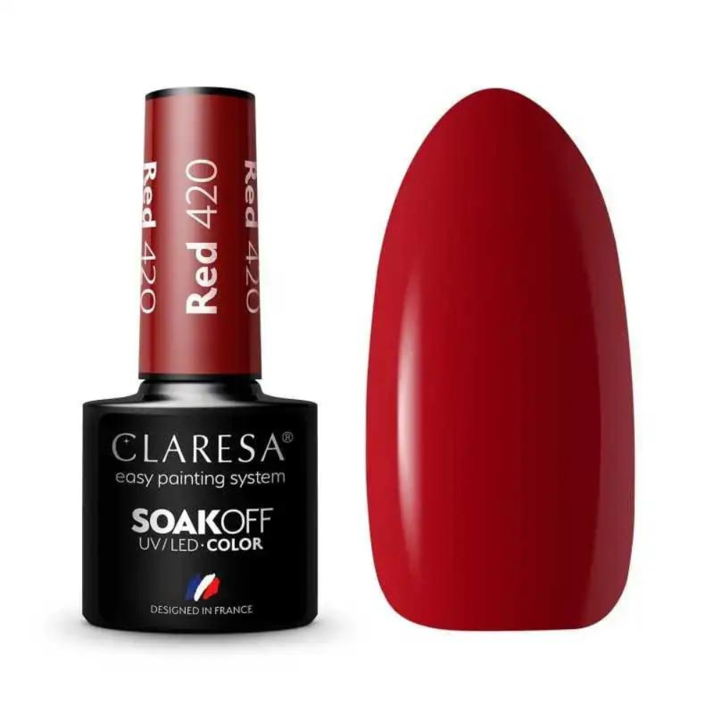 CLARESA SoakOFF UV/LED Gel - Red 420, 5 ml