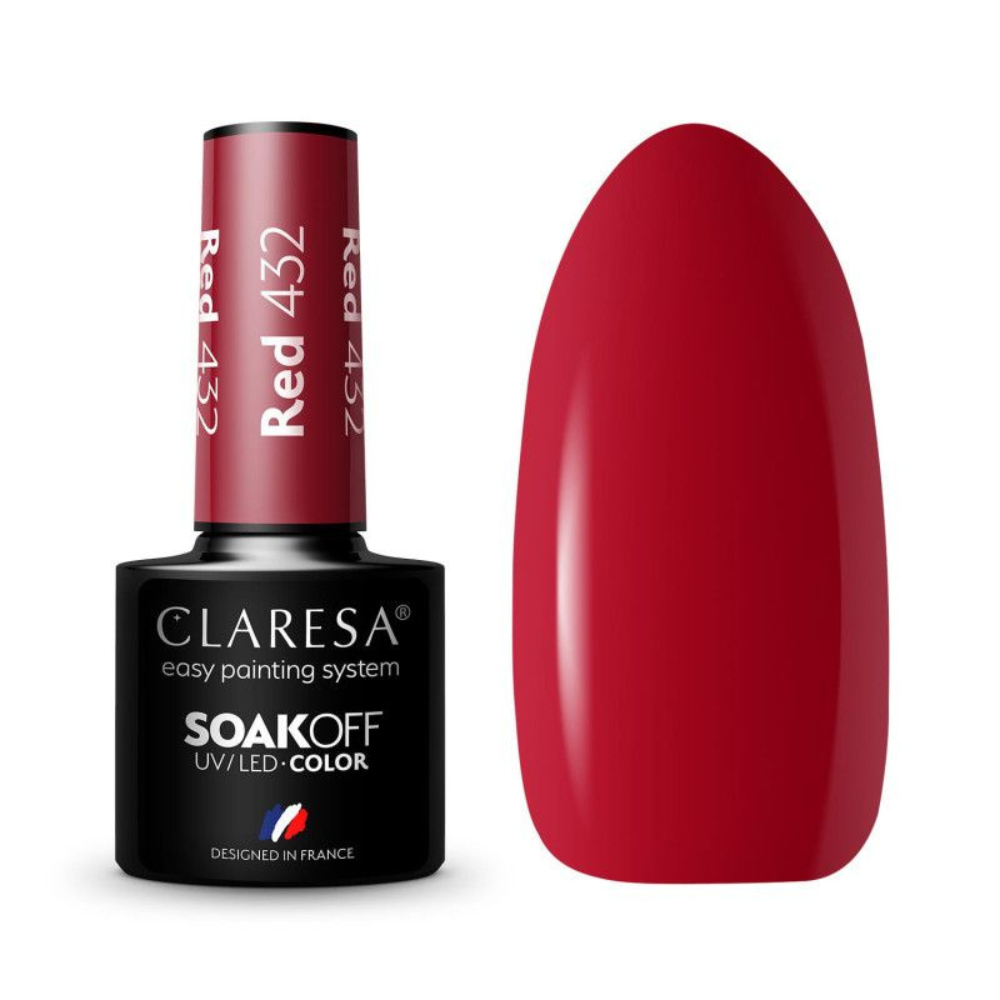 CLARESA SoakOFF UV/LED Gel - Red 432, 5 ml