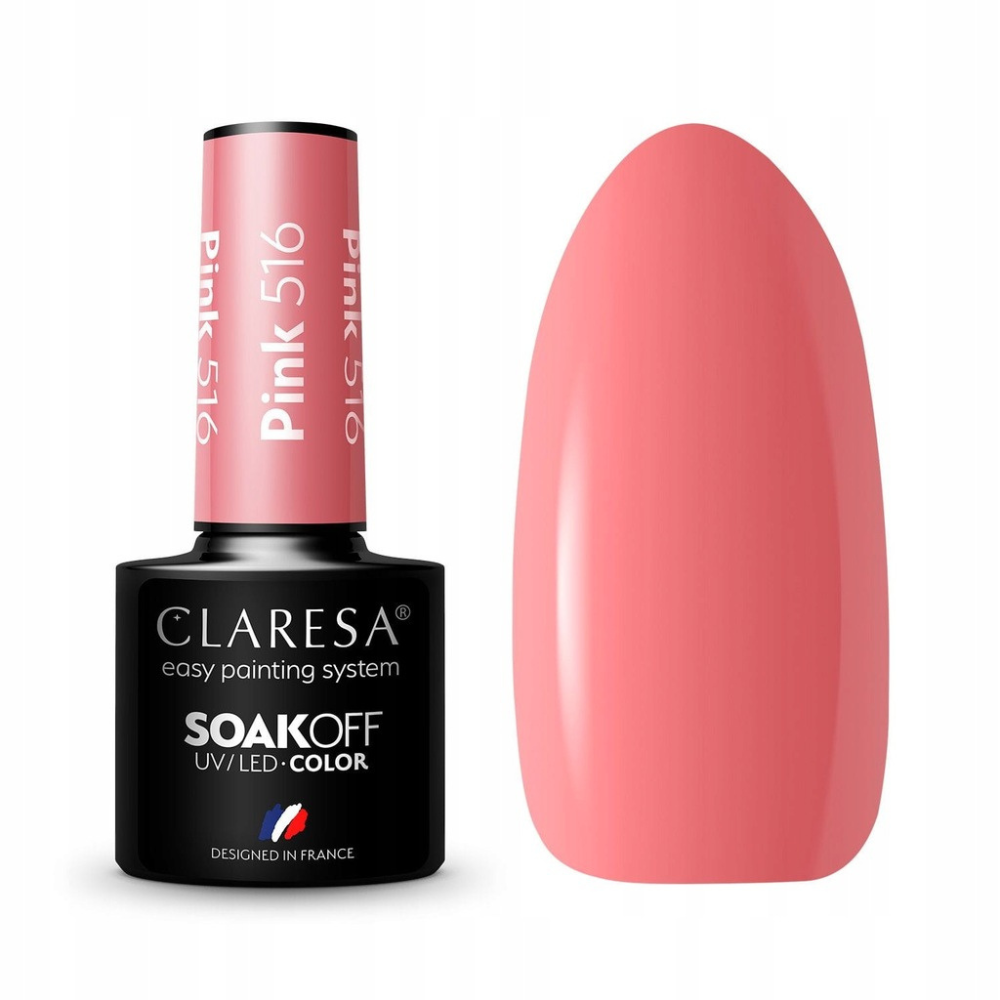 CLARESA SoakOFF UV/LED Gel - Pink 516, 5 ml