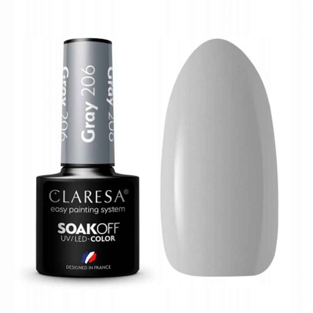 CLARESA SoakOFF UV/LED Gel - Gray 206, 5 ml