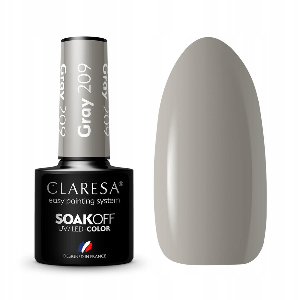 CLARESA SoakOFF UV/LED Gel - Gray 209, 5 ml