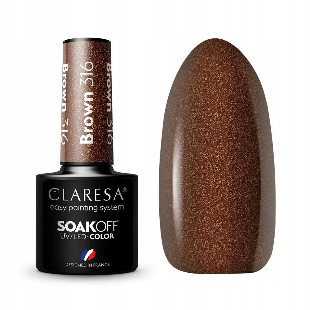 CLARESA SoakOFF UV/LED Gel - Brown 316, 5 ml