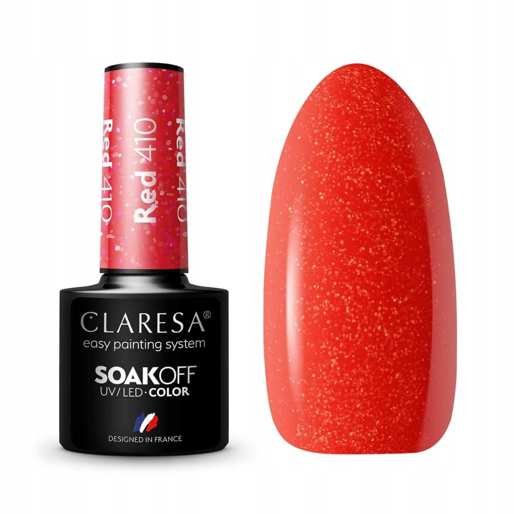 CLARESA SoakOFF UV/LED Gel - Red 410, 5 ml