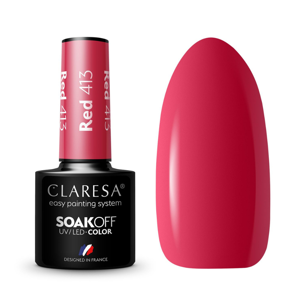 CLARESA SoakOFF UV/LED Gel - Red 413, 5 ml