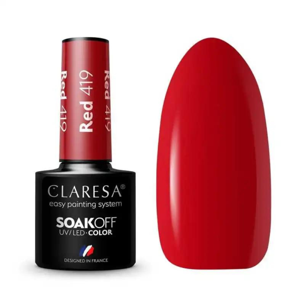 CLARESA SoakOFF UV/LED Gel - Red 419, 5 ml