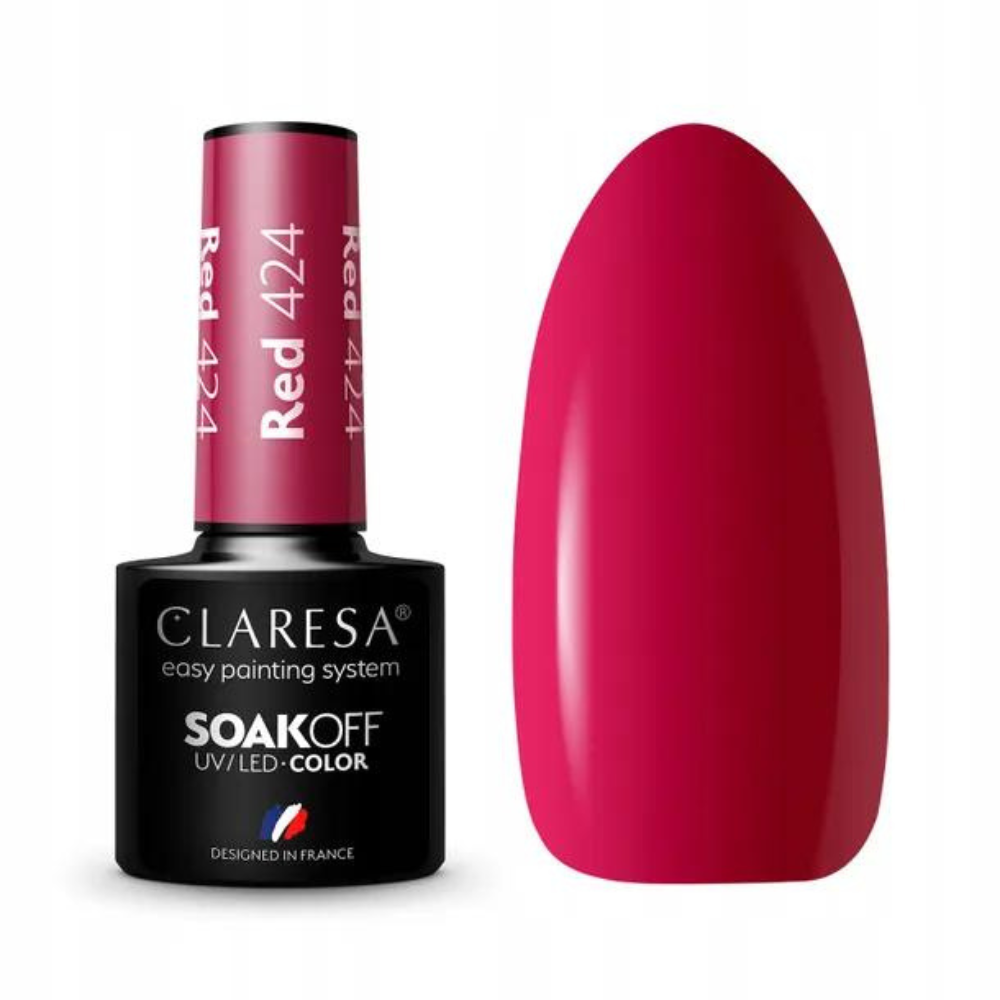 CLARESA SoakOFF UV/LED Gel - Red 424, 5 ml