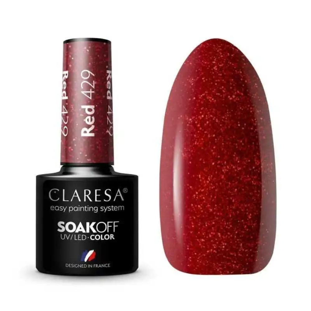 CLARESA SoakOFF UV/LED Gel - Red 429, 5 ml