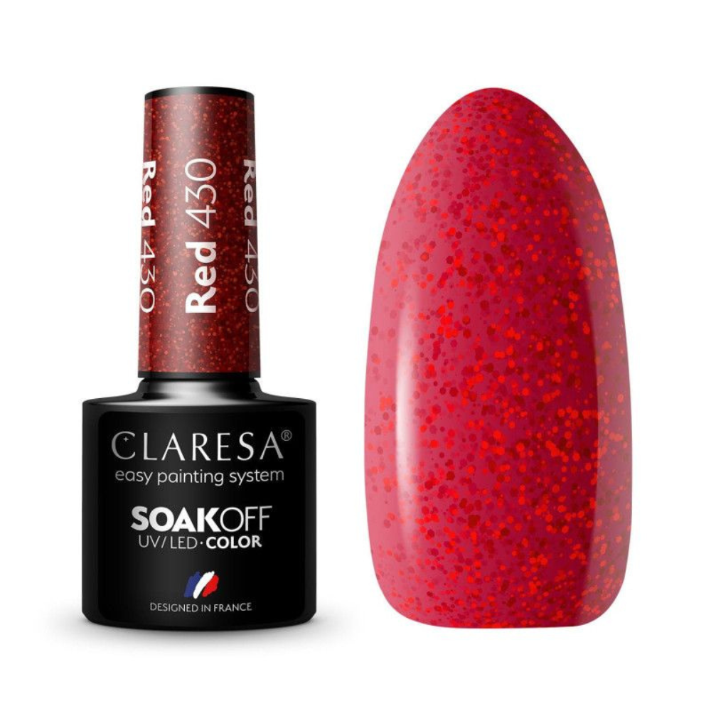 CLARESA SoakOFF UV/LED Gel - Red 430, 5 ml