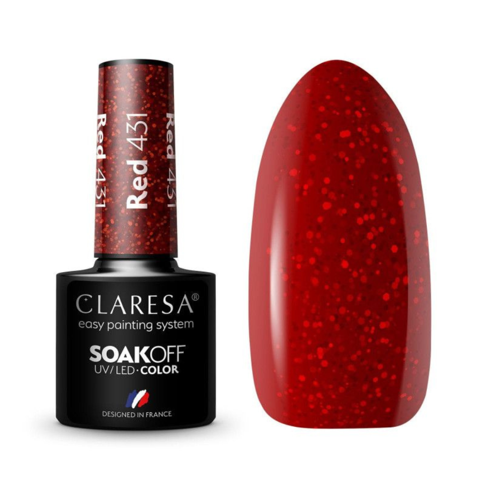 CLARESA SoakOFF UV/LED Gel - Red 431, 5 ml