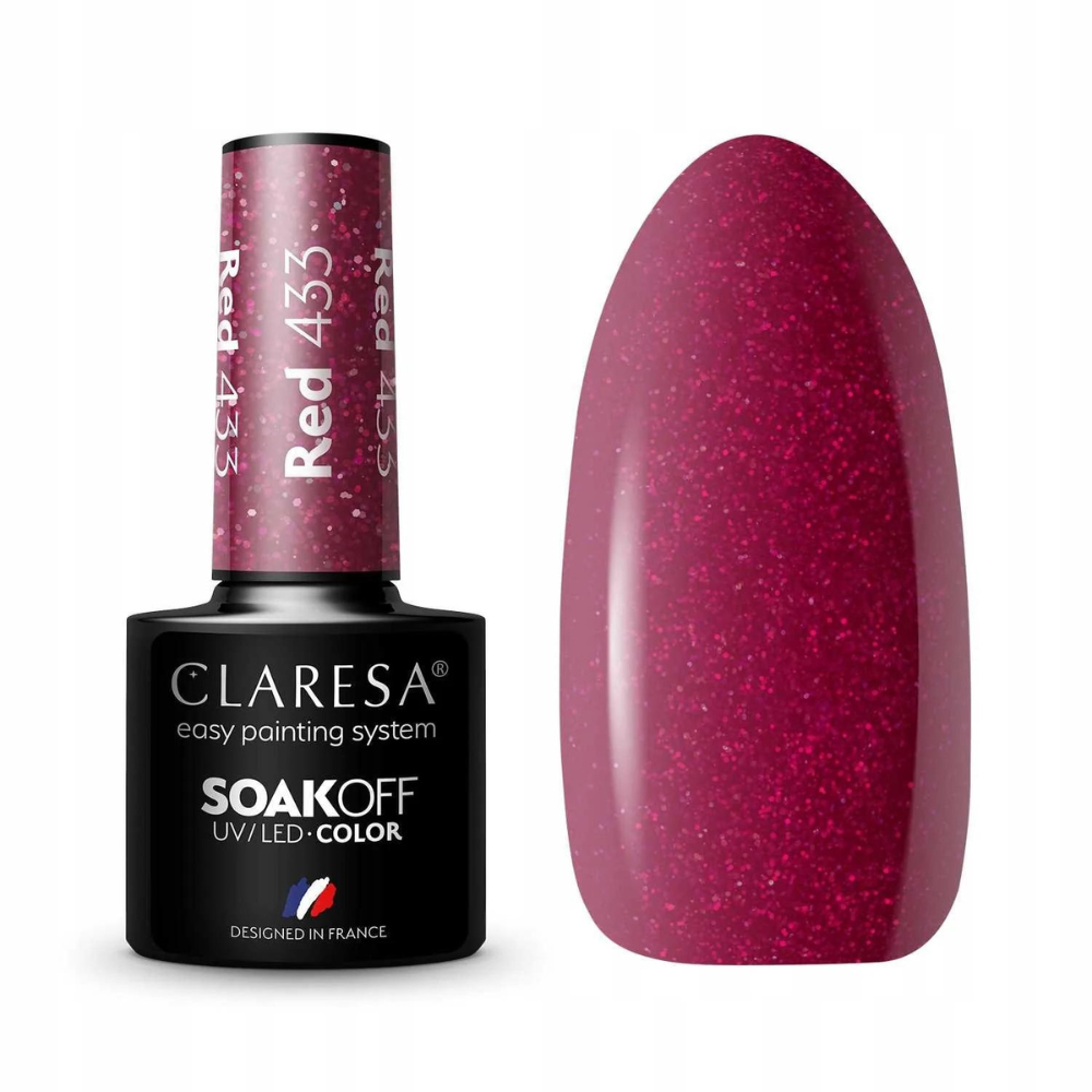 CLARESA SoakOFF UV/LED Gel - Red 433, 5 ml