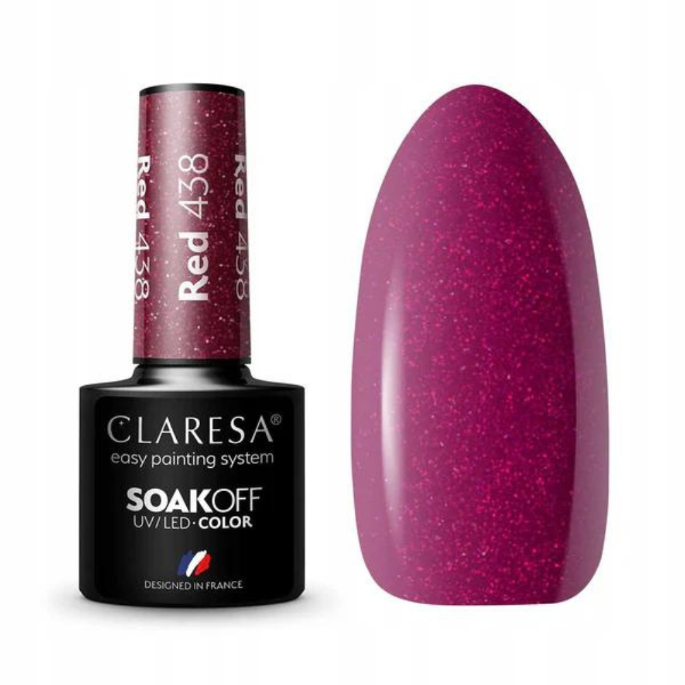 CLARESA SoakOFF UV/LED Gel - Red 438, 5 ml