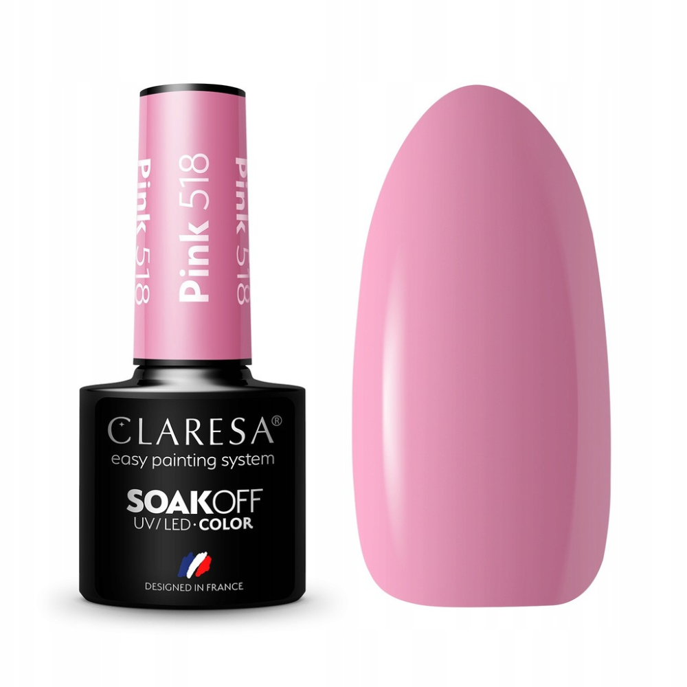 CLARESA SoakOFF UV/LED Gel - Pink 518, 5 ml