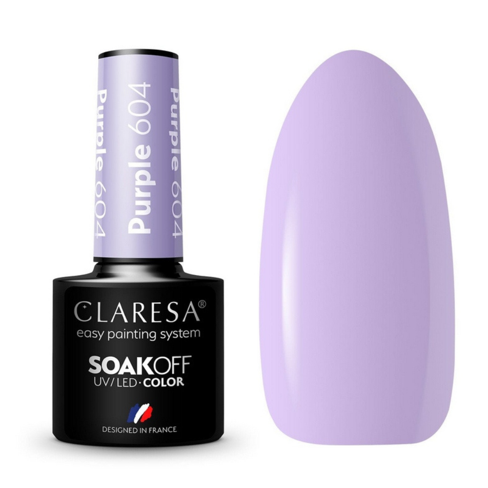 CLARESA SoakOFF UV/LED Gel - Purple 604, 5 ml