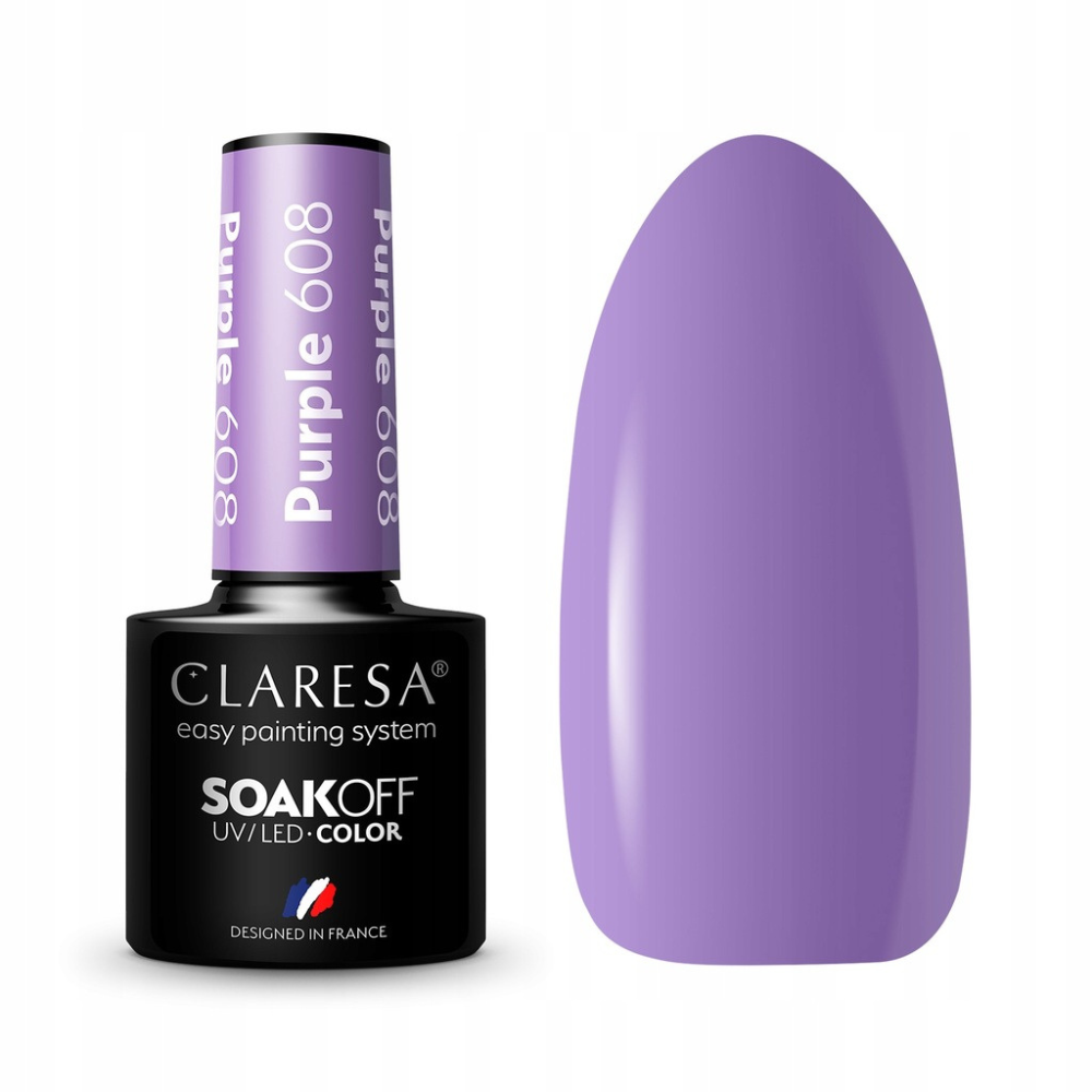 CLARESA SoakOFF UV/LED Gel - Purple 608, 5 ml