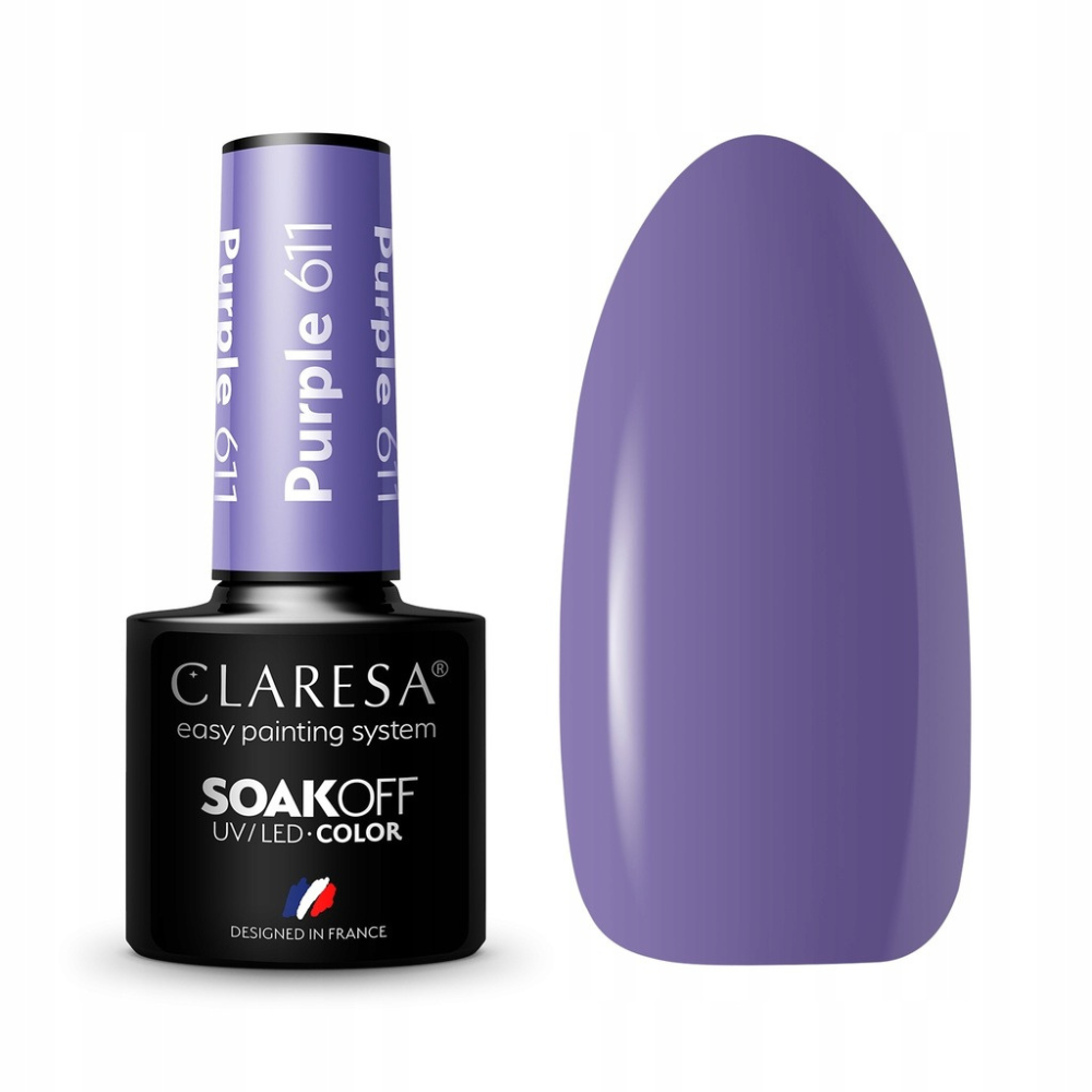 CLARESA SoakOFF UV/LED Gel - Purple 611, 5 ml