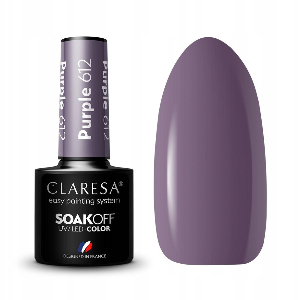 CLARESA SoakOFF UV/LED Gel - Purple 612, 5 ml