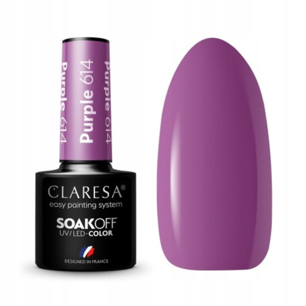 CLARESA SoakOFF UV/LED Gel - Purple 614, 5 ml