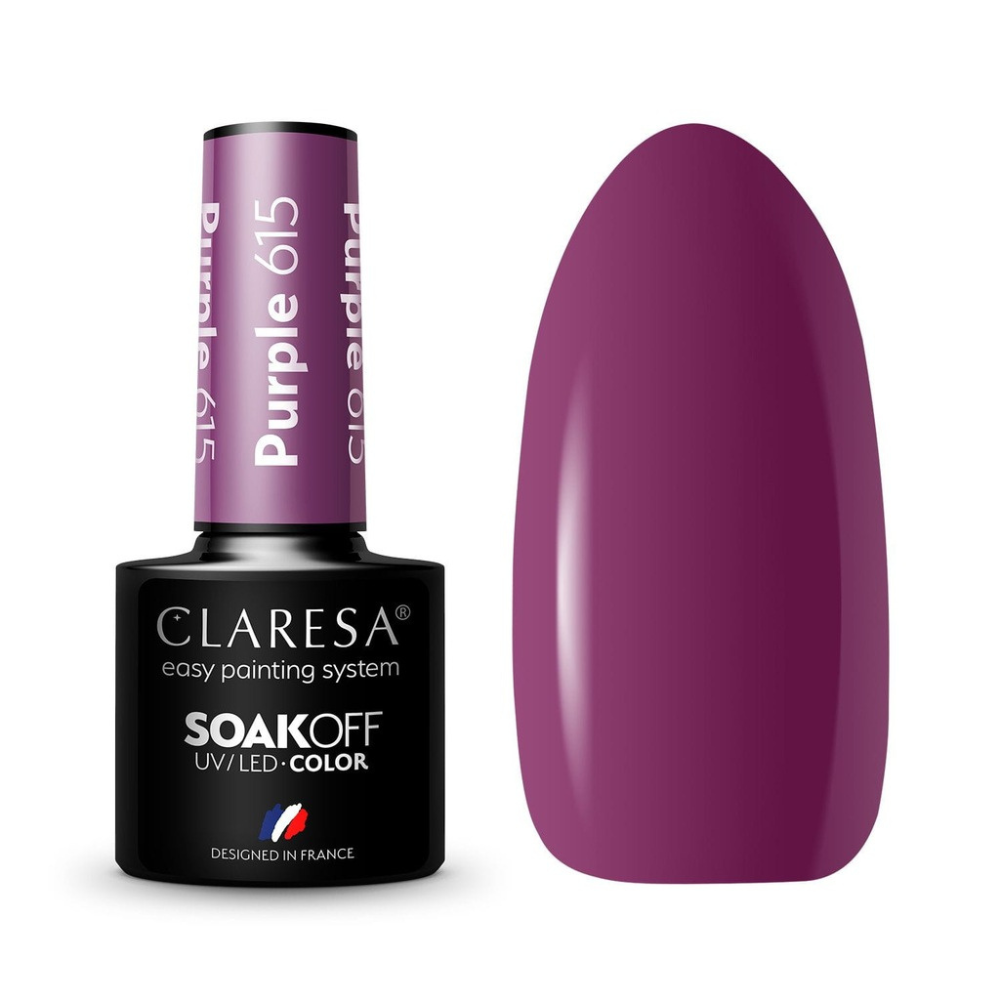 CLARESA SoakOFF UV/LED Gel - Purple 615, 5 ml