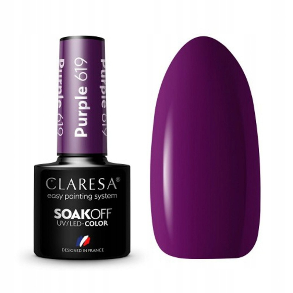 CLARESA SoakOFF UV/LED Gel - Purple 619, 5 ml