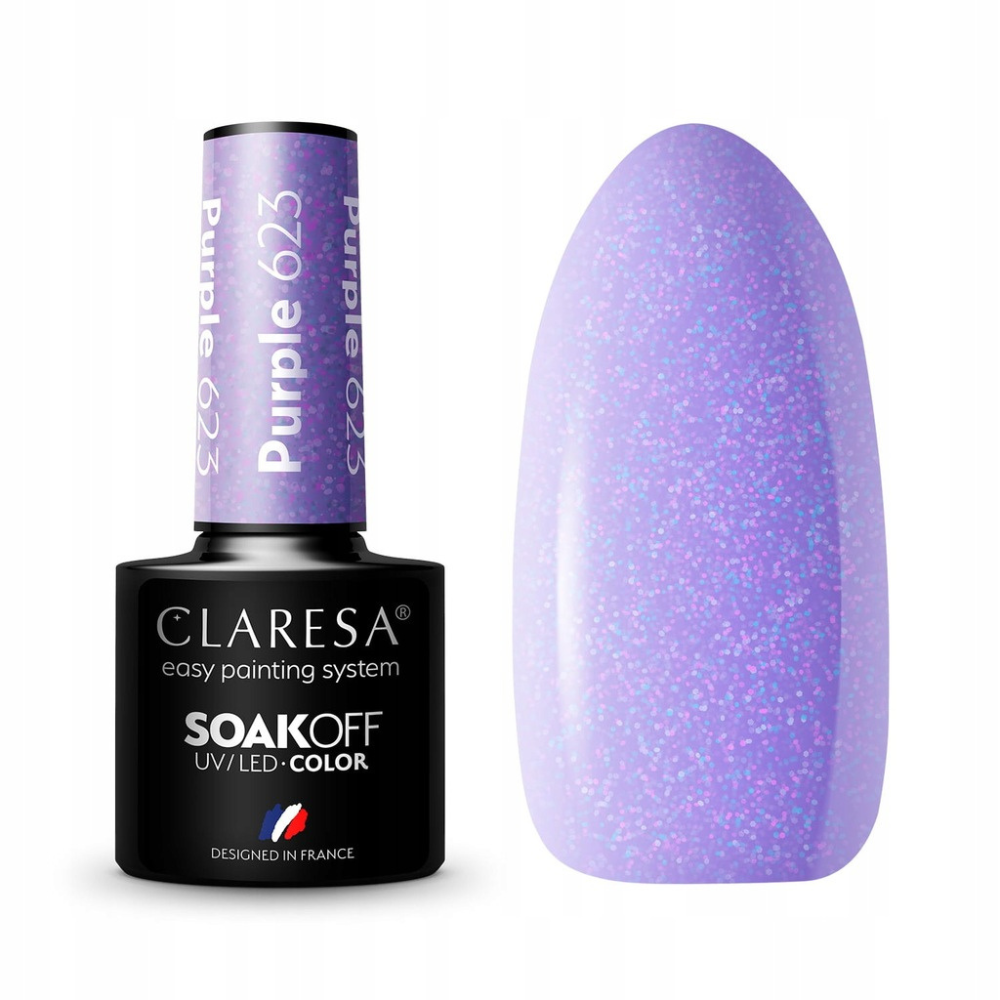 CLARESA SoakOFF UV/LED Gel - Purple 623, 5 ml