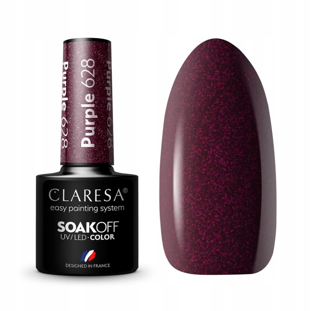 CLARESA SoakOFF UV/LED Gel - Purple 628, 5 ml