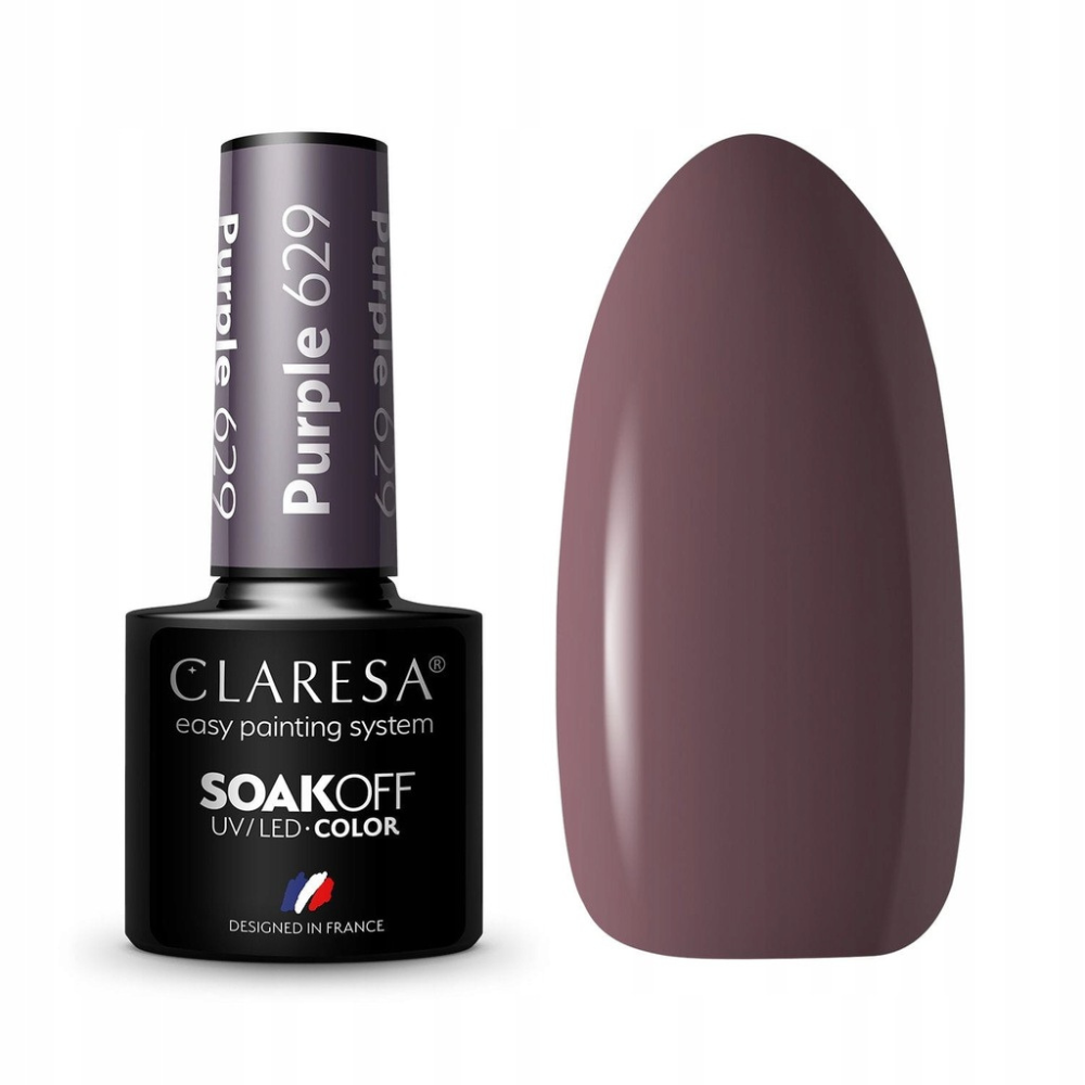 CLARESA SoakOFF UV/LED Gel - Purple 629, 5 ml