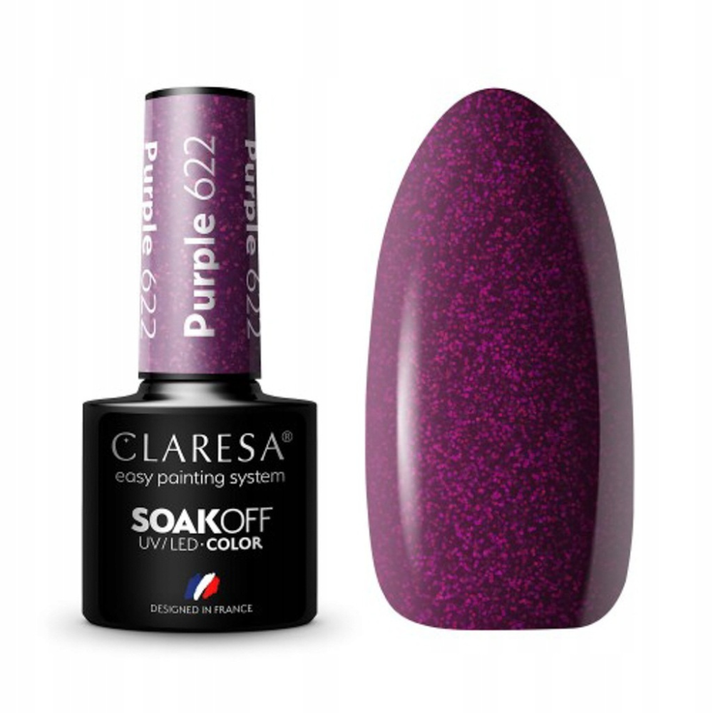 CLARESA SoakOFF UV/LED Gel - Purple 622, 5 ml