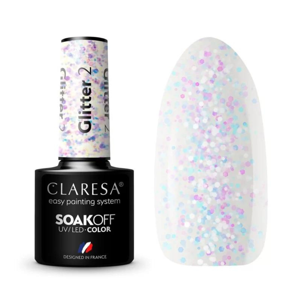 CLARESA SoakOFF UV/LED Gel - Glitter 2, 5 ml